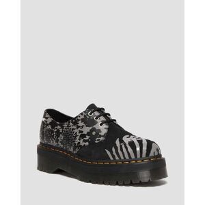 Dr. Martens Black and Gray Platform Lace-Up Heeled Boot